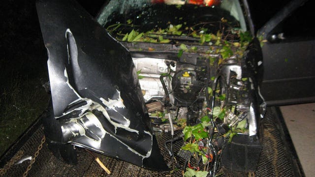 21-year-old man arrested for OWI after he crashed his vehicle; engine thrown from car