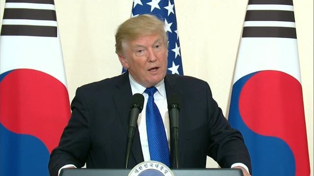 President Trump softens rhetoric on North Korea in South Korea: "Makes sense to make a deal"