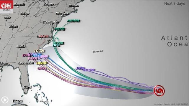 Tropical Storm Florence continues its churn toward US coast