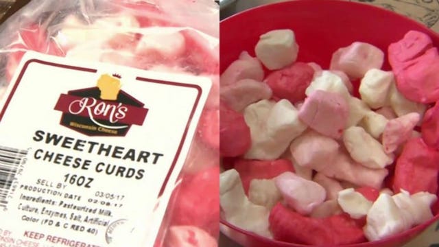 Ron's Wisconsin Cheese serving up sweetheart cheese curds for Valentine's Day