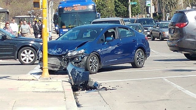 Pedestrian struck after 2 cars collide at intersection on UW-Milwaukee campus