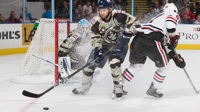 Camo jerseys not enough as Admirals fall to IceHogs 5-2