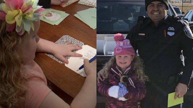 5-year-old with dreams of becoming an officer delivers cards after line-of-duty death