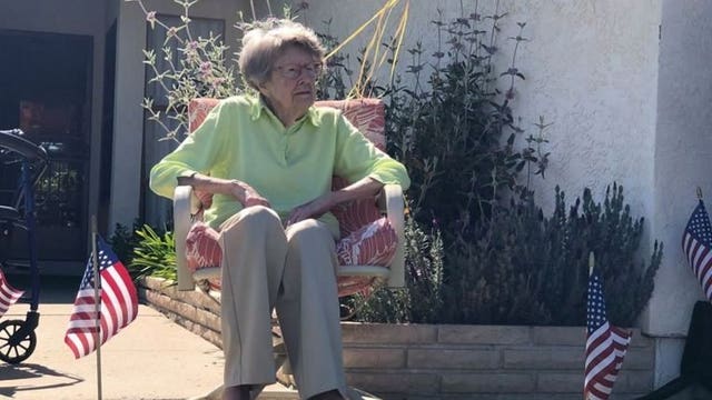 Marine surprised for 104th birthday with parade amid coronavirus stay-at-home order