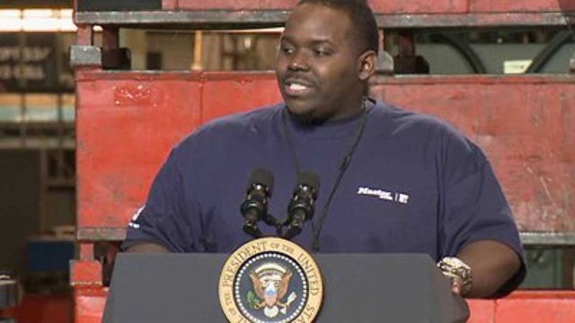 Master Lock worker gets to introduce President Obama