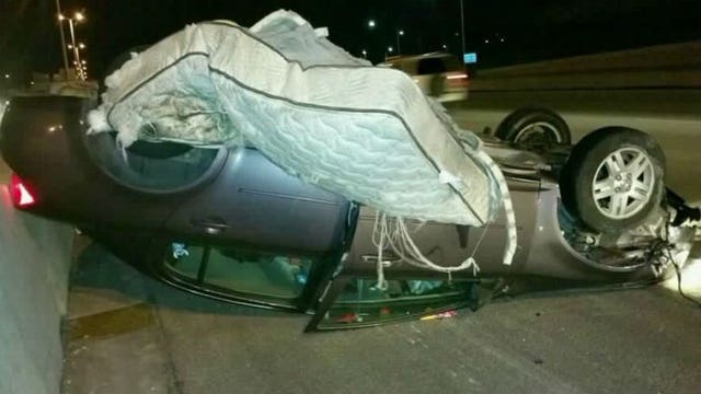 Driver collides with mattress on side of I-94; her father says she's lucky to be alive