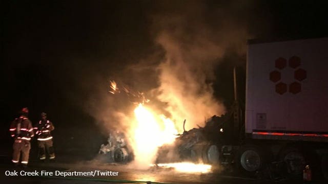 Drivers diverted: Semi fire closes all lanes of I-41/94 SB at Ryan Road