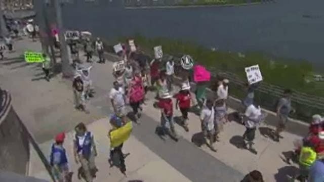 Tax Day demonstrators demand that President Trump release tax returns