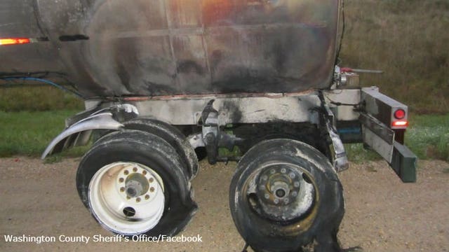 Part of I-41 shut down after truck's wheel caught fire near Allenton