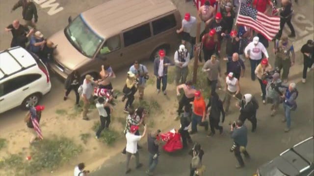 Arrests after scuffle breaks out at President Trump's California rally