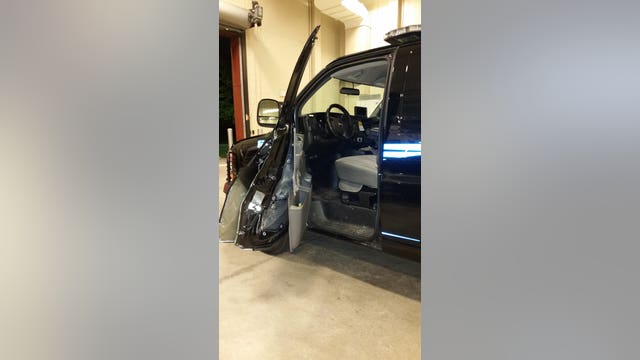 "Took out the door:" Mount Pleasant police seek driver after hit-and-run crash involving squad