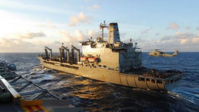 U.S. Navy military supply ship fires at boat in Persian Gulf