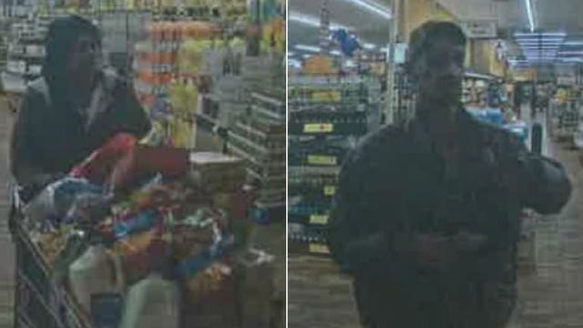 Menomonee Falls: Pair with loaded shopping cart leave Woodman's without paying