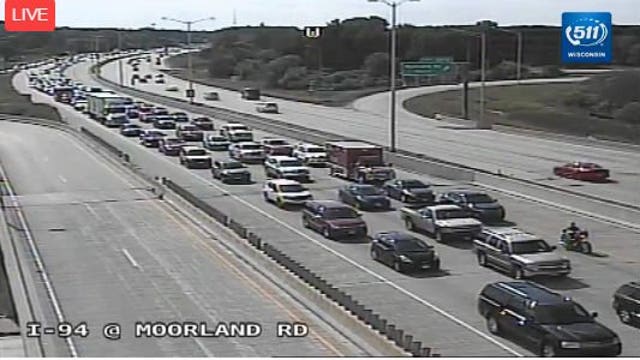 Watch: Crash blocks 2 lanes on I-94 EB at Waukesha/Milwaukee County line; creates heavy delays