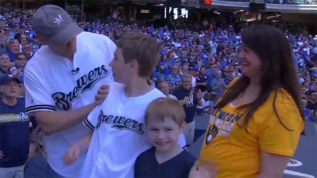 'Okay, so maybe there is crying in baseball:' Col. Jay Morrison surprises his family at Miller Park