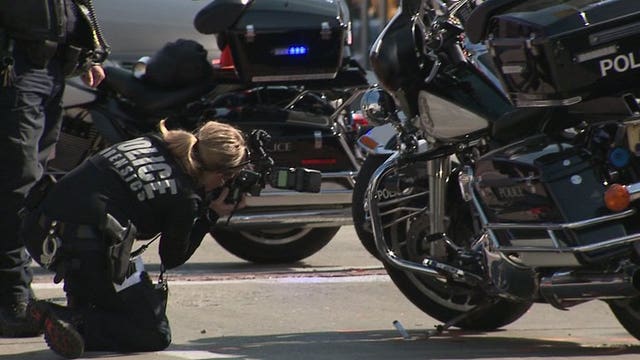 DEVELOPING: Search is on for hit-and-run driver that sideswiped motorcycle officer