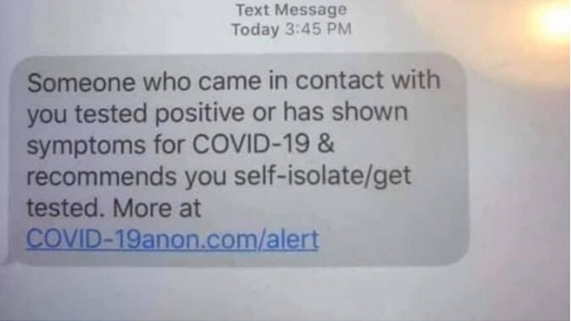 Scam text message says you've come in contact with someone with coronavirus