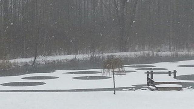 What caused mystery circles on frozen New York pond?