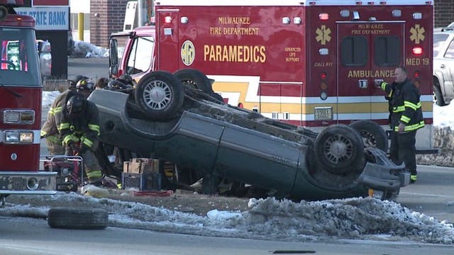 Police looking into what caused a vehicle to roll over near 85th and Brown Deer Road