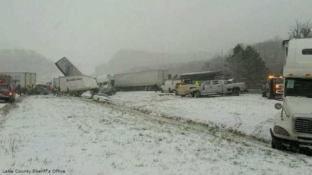 Drivers trapped, multiple injuries after massive pileup involving more than 50 vehicles on icy I-90 in Ohio