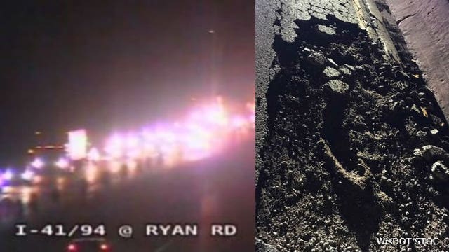 I-94 SB reopens at Ryan Road after vehicles struck pothole, prompting repairs