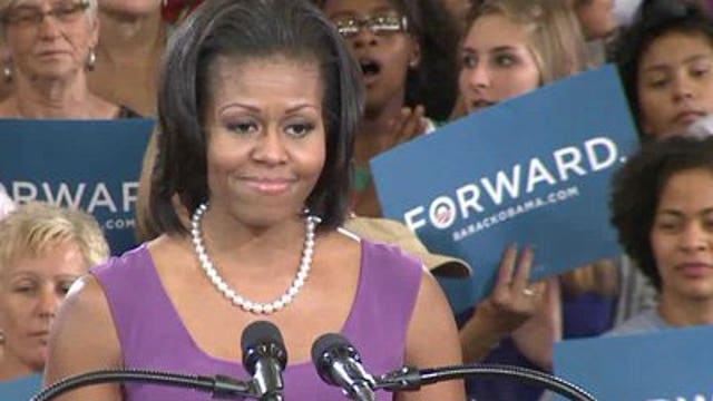 First lady Michelle Obama speaks at Bradley Tech H.S.