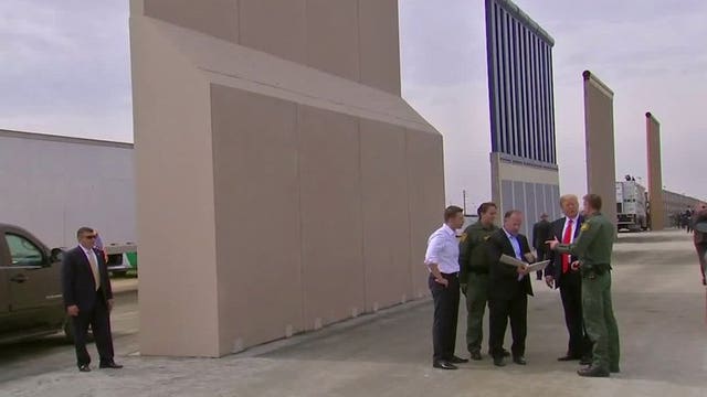 President Trump examines prototypes for border wall amid protests