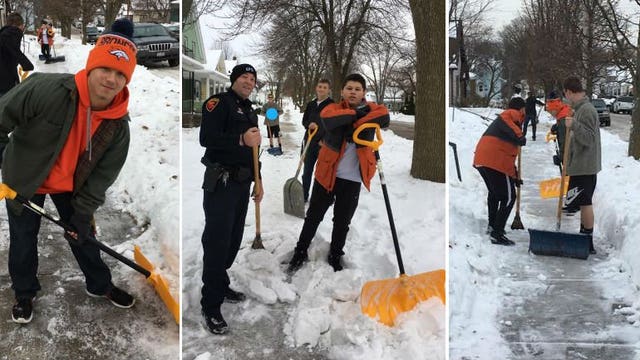 Young men from Sheboygan South H.S. recognized by police for volunteering to shovel sidewalks