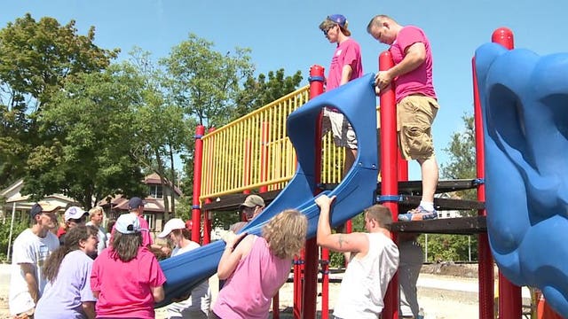 Eagle Scout honors younger sister, builds new playground
