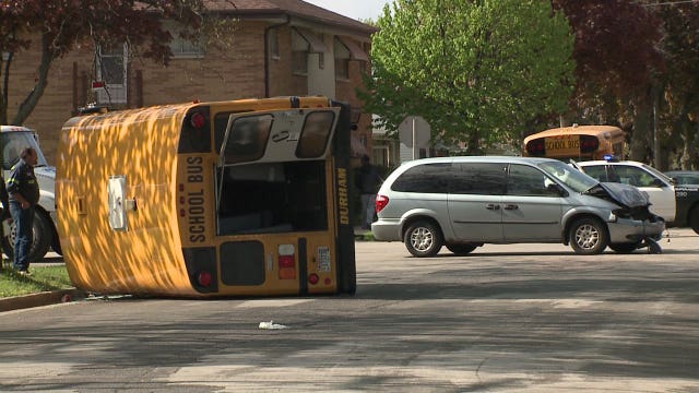 School bus carrying 3 students involved in crash near 79th & Hampton