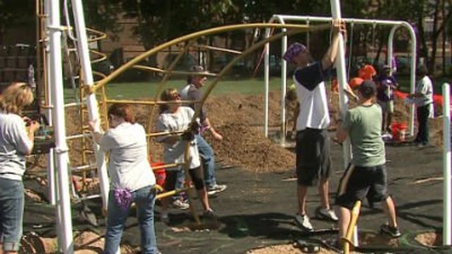 Brewers staff, players & wives team up to build new playground