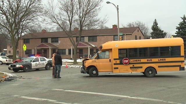 Police: School bus T-boned by vehicle near Sherman and Douglas Avenue