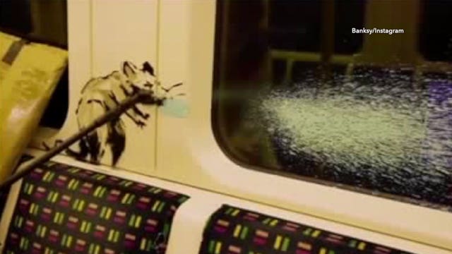 Banksy's last COVID-19 tags scrubbed from London Tube train