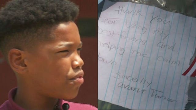 Boy's handwritten note to fallen Officer Irvine reads: 'Thank you for being my best friend'