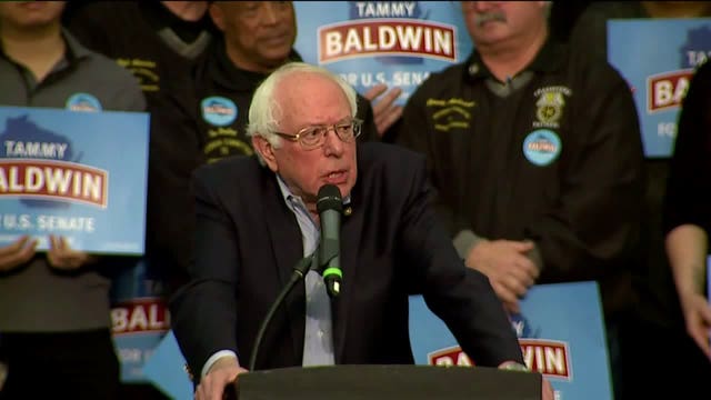 Bernie Sanders rallies Wisconsin voters before President Trump, Obama visits