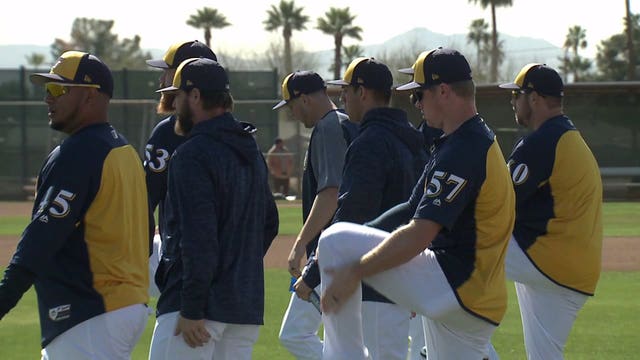 Brewers get to work; 1st spring training practice with full squad