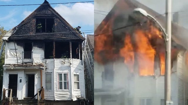 2 families displaced by fire at duplex near 12th and Center; firefighter burned