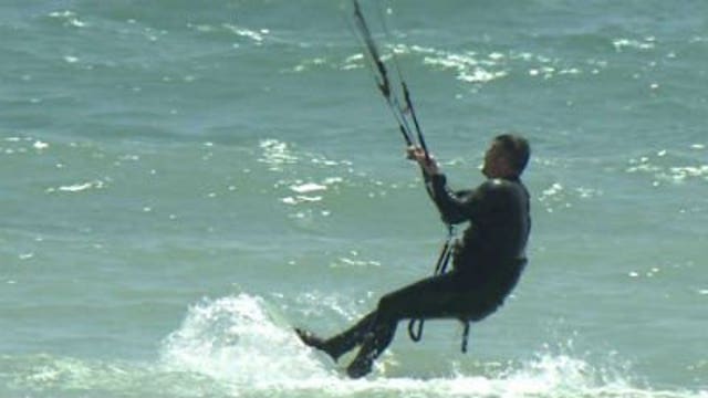 Unique athletes hit the lakefront to go kite boarding
