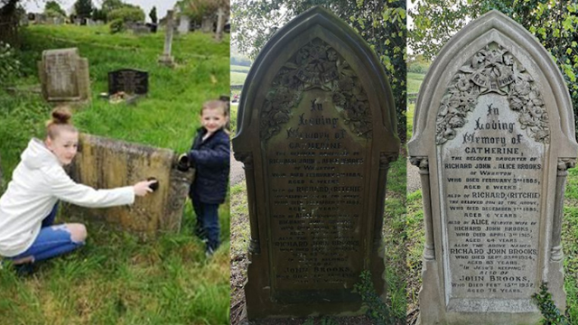 Family pays respects to dead by cleaning strangers' gravestones on daily walks under pandemic lockdown