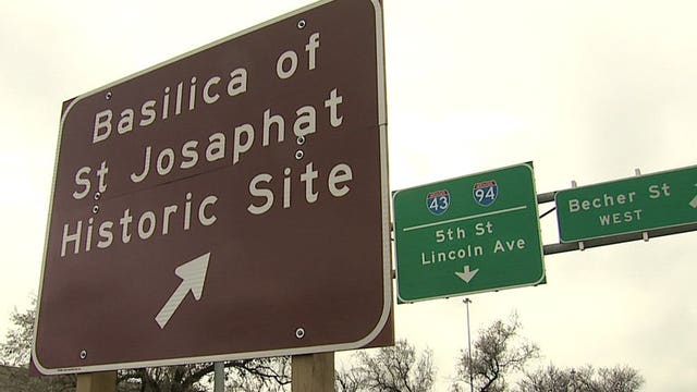 Historic landmark: New signs direct motorists to The Basilica of St. Josaphat