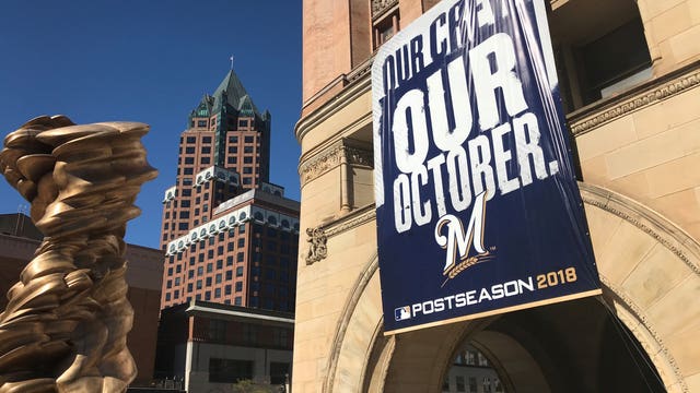 Mayor Barrett unveils 'Our Crew, Our October' banner at City Hall ⚾