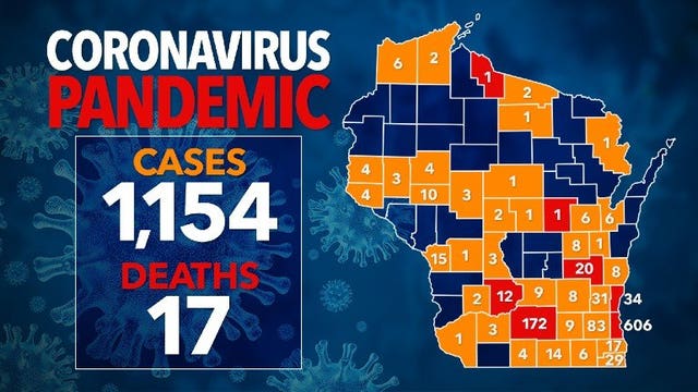 DHS: 1,150+ confirmed cases of COVID-19 in Wisconsin, 16K+ test negative