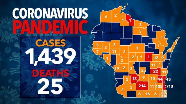 1,430+ confirmed cases of COVID-19 in Wisconsin, 17K+ test negative
