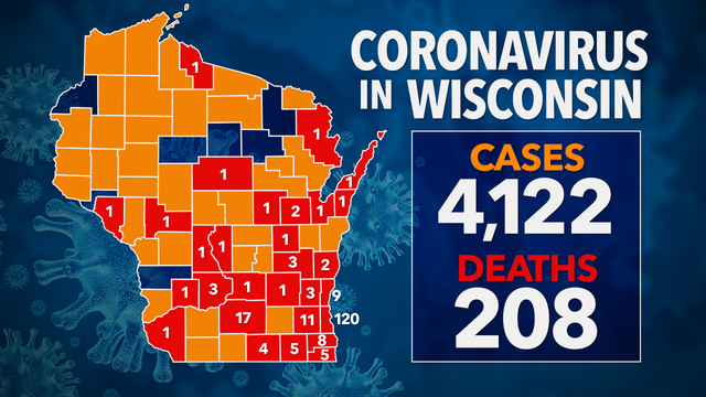200+ deaths in Wisconsin due to COVID-19; 4K+ positive cases, 42K+ negative