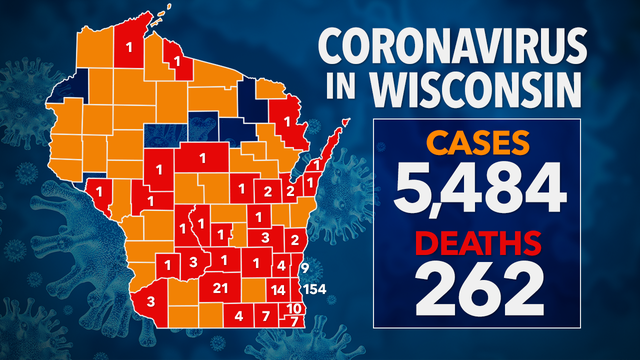 262 COVID-19 deaths in Wisconsin; 5.4K+ positive cases, 2,436 recovered from virus