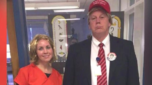 Parents outraged after principal dresses as Trump, secretary as Clinton in prison garb