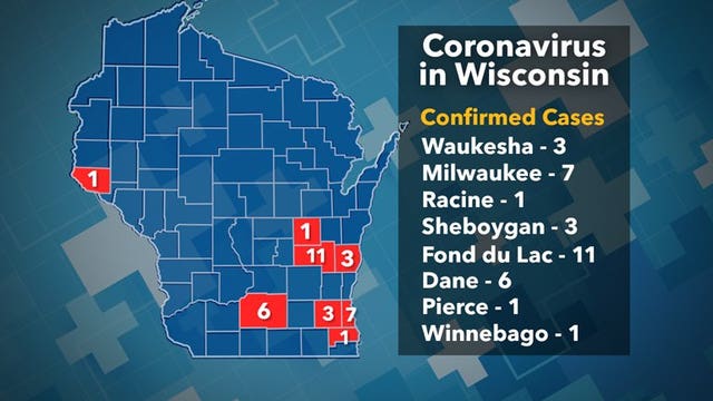 State health officials: 33 confirmed cases of coronavirus in Wisconsin; 313 negative