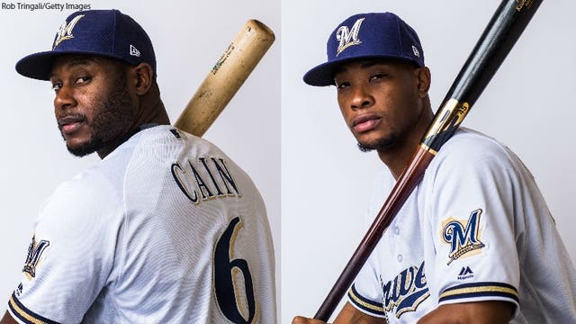 Brewers put CF Cain on DL with groin strain, recall Broxton