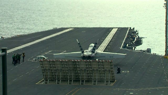 Man overboard: FOX6 News cameras capture Navy drill on aircraft carrier