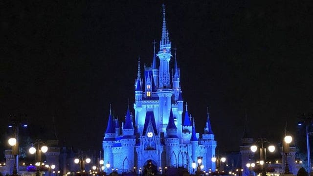 Disney lights up Cinderella's Castle in blue to honor 'brave health care providers helping so many'